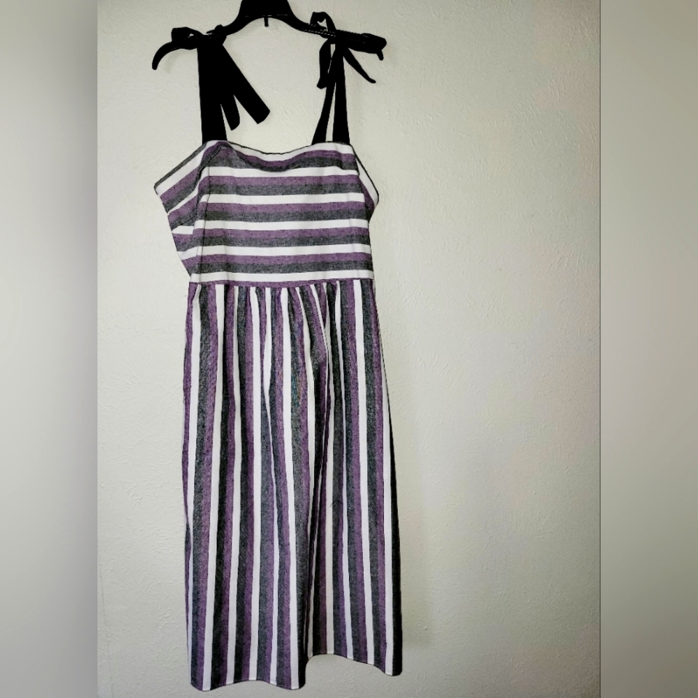 Ashley Stewart Striped Linen Dress
